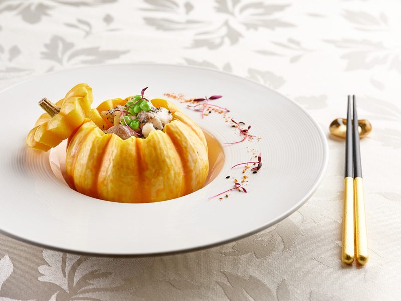 Hai Tien Lo - Stir-fried Lobster with Truffle Sauce served in Pumpkin